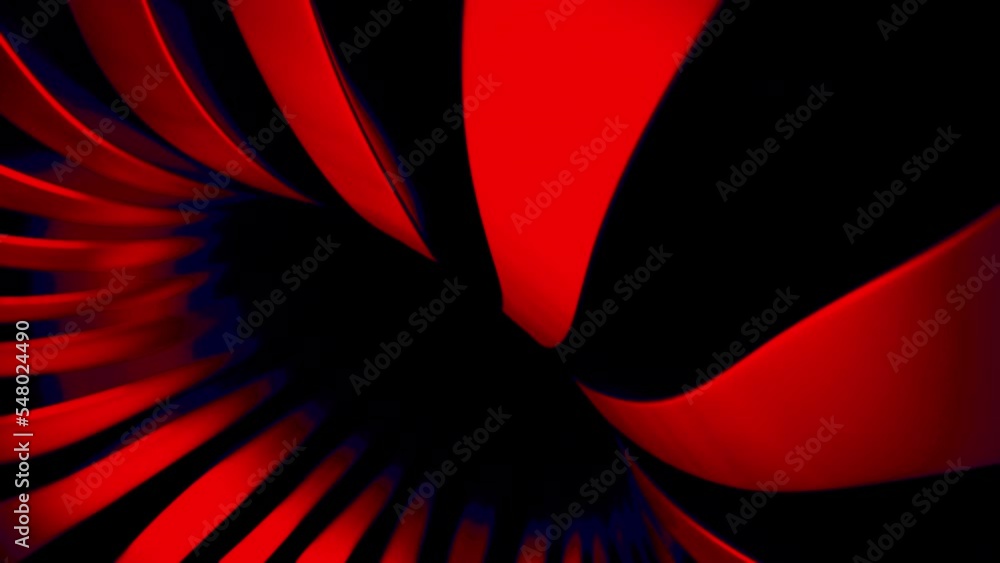 Poster waving bright tapes creating effect of a hole or a flower bud with petals. design. 3d abstraction wi