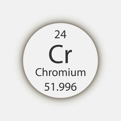 Chromium symbol. Chemical element of the periodic table. Vector illustration.