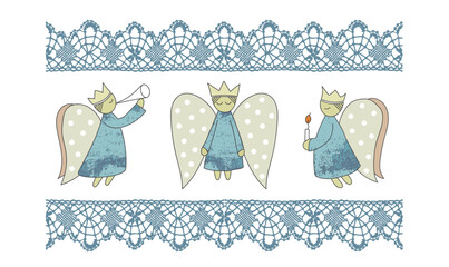 Set of seamless Christmas and Easter plaid or tablecloth.