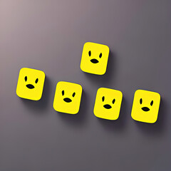 smiley funny face of emoji in square or round shape