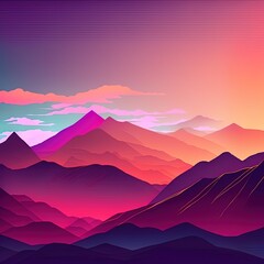Artistic gradient mountains landscape