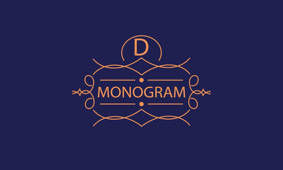 Luxury logo template with elegant ornament and letter D. Business sign, monogram identity for restaurant, boutique, cafe, hotel, heraldic, jewelry, fashion, etc.