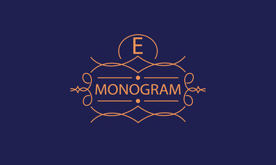 Luxury logo template with elegant ornament and letter E. Business sign, monogram identity for restaurant, boutique, cafe, hotel, heraldic, jewelry, fashion, etc.