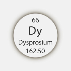 Dysprosium symbol. Chemical element of the periodic table. Vector illustration.