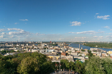 View of the historical center of Kyiv, the Dnieper River, Podil.
