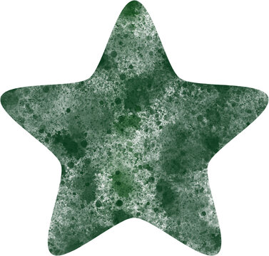 Dark emerald watercolor rounded star
