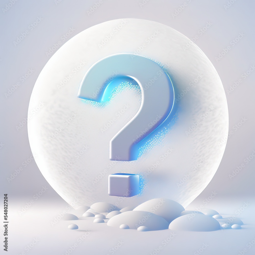 Poster Question mark on a light circle Isolated on white background. Cartoon mimal soft style. 3d illustration