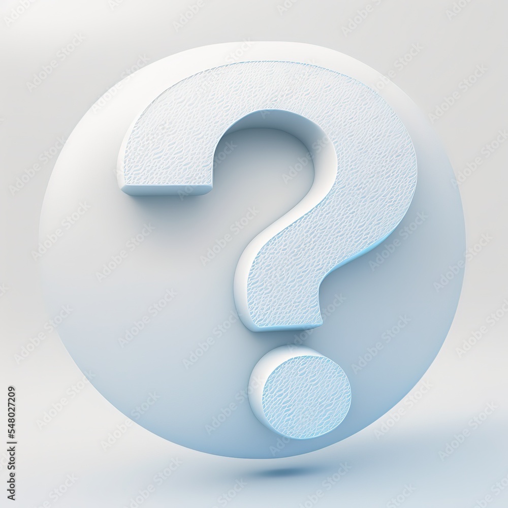 Poster question mark on a light circle isolated on white background. cartoon mimal soft style. 3d illustrat