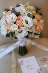 elegant wedding bouquet of fresh natural flowers