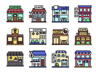 Coffee shop filled icon set 5, vector illustration
