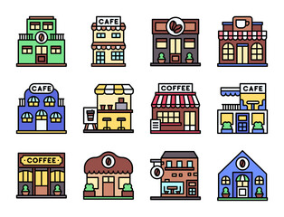 Coffee shop filled icon set 6, vector illustration