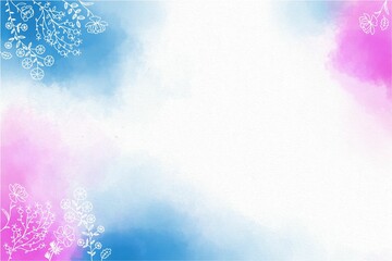 Watercolor hand drawn textured background, hand painted watercolor floral and leaf background, wildflowers