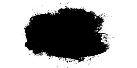Black ink stain. Black paint, ink brush stroke, dark paint brush stain. Modern abstract banner with black ink stain brush on white background. Isolated abstact ink texture. Vector Illustration