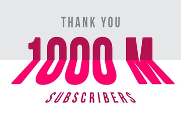 1000 Million subscribers celebration greeting banner with Tiled Design