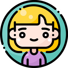 Female avatar profile filled color line icon