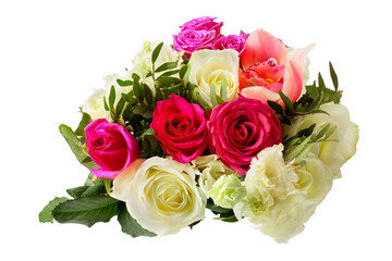 Luxurious bouquet of flowers isolated on white background with clipping path