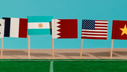 World Cup Flags on soccer field
