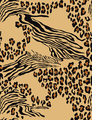 Seamless print leopard zebra vector trendy animal pattern, skin texture