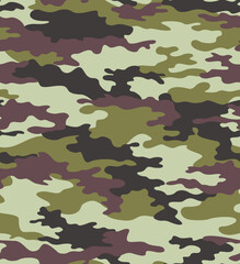 Fototapeta premium Green vector camouflage background, classic modern pattern, military print for textile
