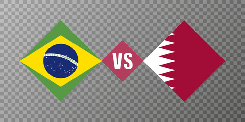 Brazil vs Qatar flag concept. Vector illustration.