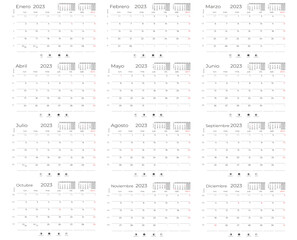 calendario 2023 lunas y festivos España oficina - obrazy, fototapety, plakaty