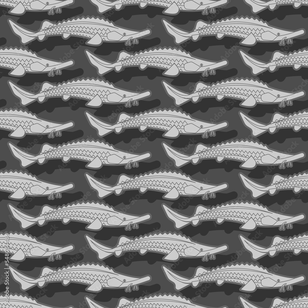Poster sturgeon pattern seamless. fish background. vector texture