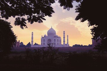 Creative photography of Taj mahal during sunset, Agra, India 