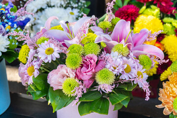 Beautiful bouquet of different varieties of flowers