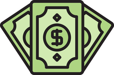 stack of dollar banknotes icon