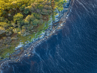 Calm Waters Aerial View of the Scottish Coast at Sunset