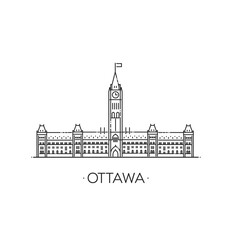 Ottawa Vector Illustration. Ottawa, Canada, architecture