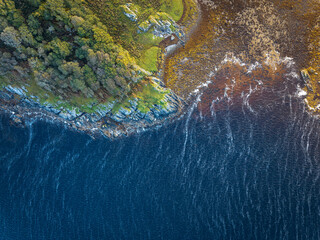 Calm Waters Aerial View of the Scottish Coast at Sunset © Stock87