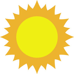 Sun. Yellow icon isolated on white background. Cartoon vector illustration.