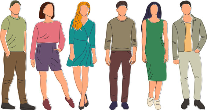 people set sketch ,contour isolated