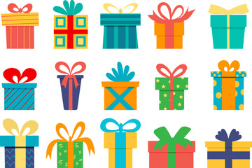 set of gifts in flat style, isolated