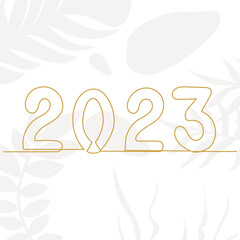 2023 continuous line drawing, vector sketch