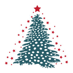 new year, christmas tree in flat style, isolated vector