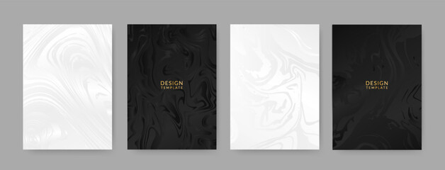Modern vector cover design set. Prestigious background with abstract silver and black line pattern. Luxury elegant template for design menu, invitation, brochure, flyer layout, presentation.