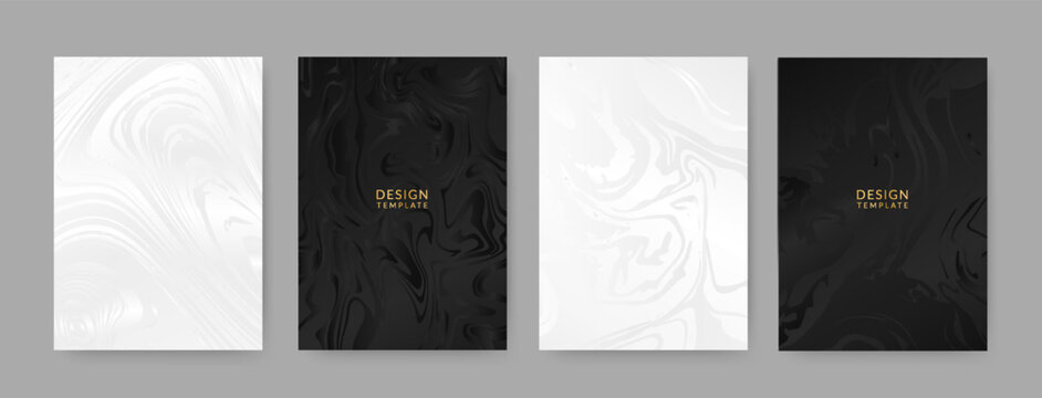 Modern Vector Cover Design Set. Prestigious Background With Abstract Silver And Black Line Pattern. Luxury Elegant Template For Design Menu, Invitation, Brochure, Flyer Layout, Presentation.