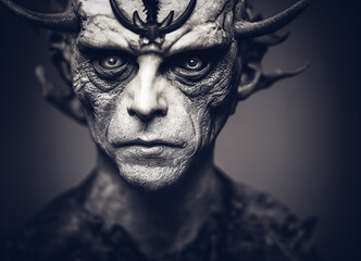 Obraz premium Dark evil creature character design. Satyr the beast. 