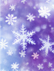 Snowflake background beautiful art watercolor block print design for poster, invitations, papers, wallpaper in winter colors and soft pastels. - 548037617