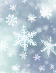 Snowflake background beautiful art watercolor block print design for poster, invitations, papers, wallpaper in winter colors and soft pastels.