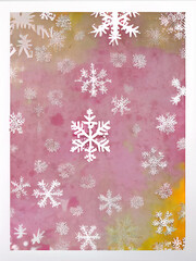 Snowflake background beautiful art watercolor block print design for poster, invitations, papers, wallpaper in winter colors and soft pastels. - 548038261