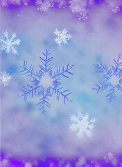 Snowflake background beautiful art watercolor block print design for poster, invitations, papers, wallpaper in winter colors and soft pastels. - 548038299
