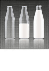 Milk Bottles Transparent Set
