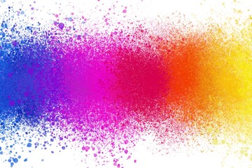 Colorful paint splashes, explosion of colored powder on white background, multicolor palette, color drops, watercolor paint background, paint spray