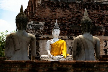 Buddha statues in Wat Yai Chai Mongkhon Buddhist temple in Phra Nakhon Si Ayutthaya, Thailand