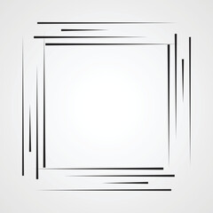 Rectangle Logo with lines.Square unusual icon Design .Black Vector stripes .Geometric shape. Photo border frame