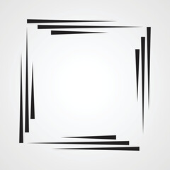 Rectangle Logo with lines.Square unusual icon Design .Black Vector stripes .Geometric shape. Photo border frame