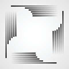 Rectangle Logo with lines.Square unusual icon Design .Black Vector stripes .Geometric shape. Photo border frame